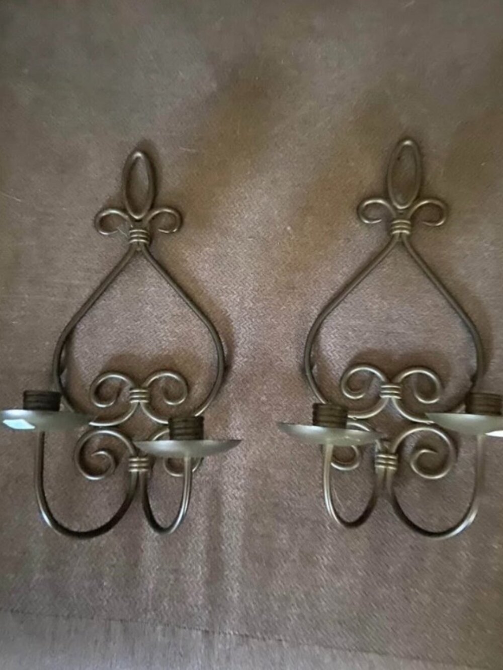 PartyLite Set of 2 Black Metal Wall Candle Sconces Vintage Home Decor